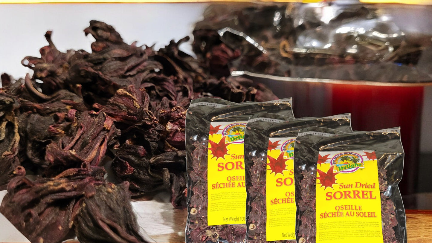 Caribbean Delight Sun-Dried Sorrel 3-Pack – 100g Each – Jamaican Hibiscus Flowers for Tea & Beverages